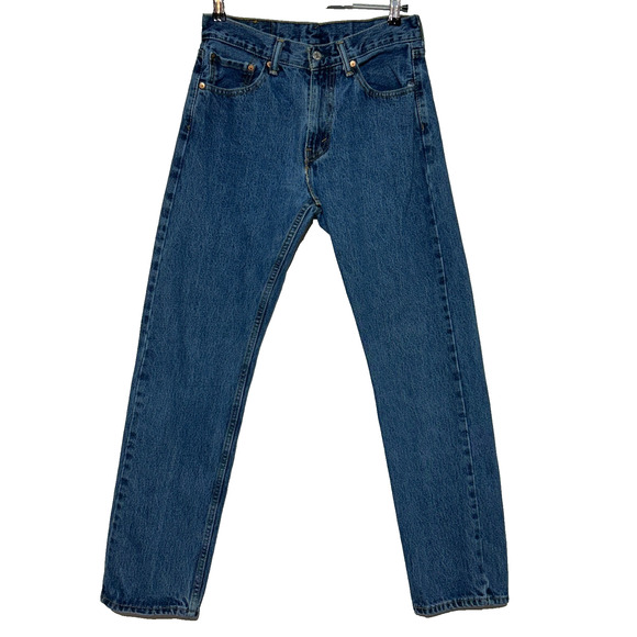 Levis 505 Jeans Mens 30x32 Blue Dark Wash Straight Leg Denim Workwear Chore - Picture 1 of 9